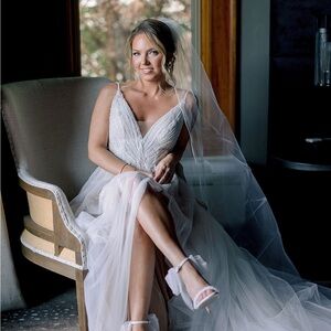 Martina Liana beaded wedding gown & 10ft veil